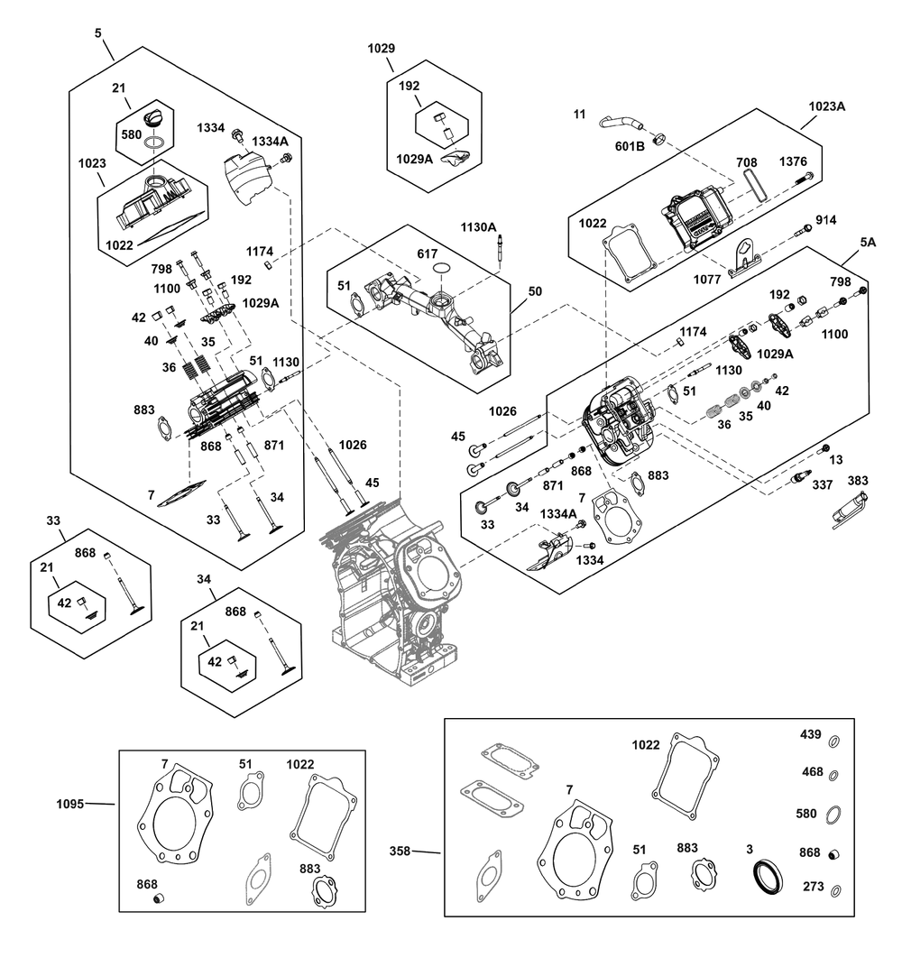 Cylinder Head Group Diagram and Parts List for 61G277-0039-J1  Briggs and Stratton Engine